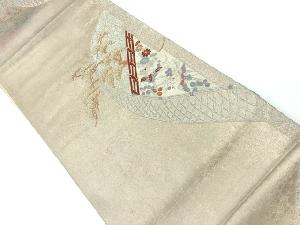 アンティーク　京風景模様織出し袋帯（材料）